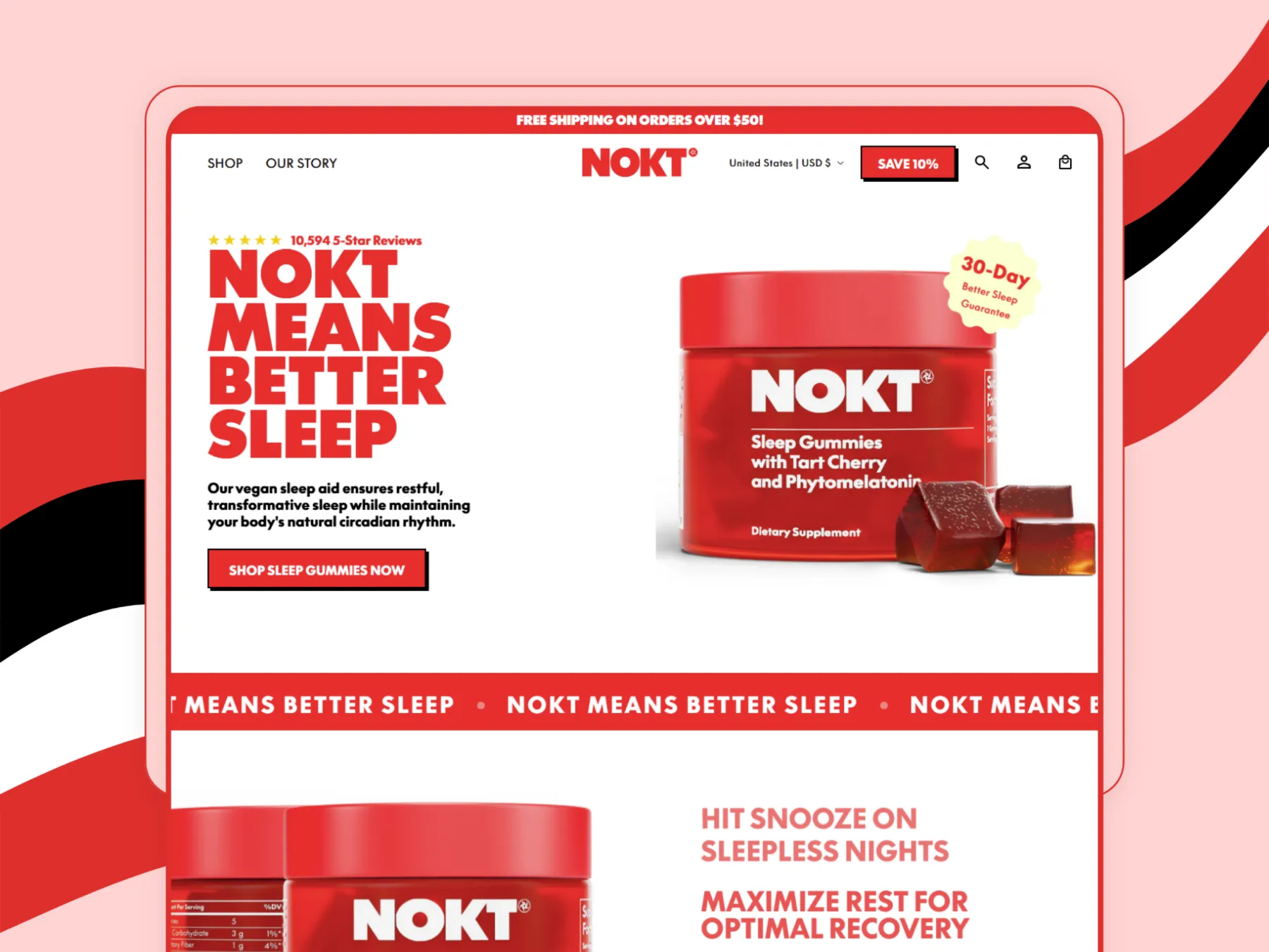 Nokt store — homepage screenshot 1
