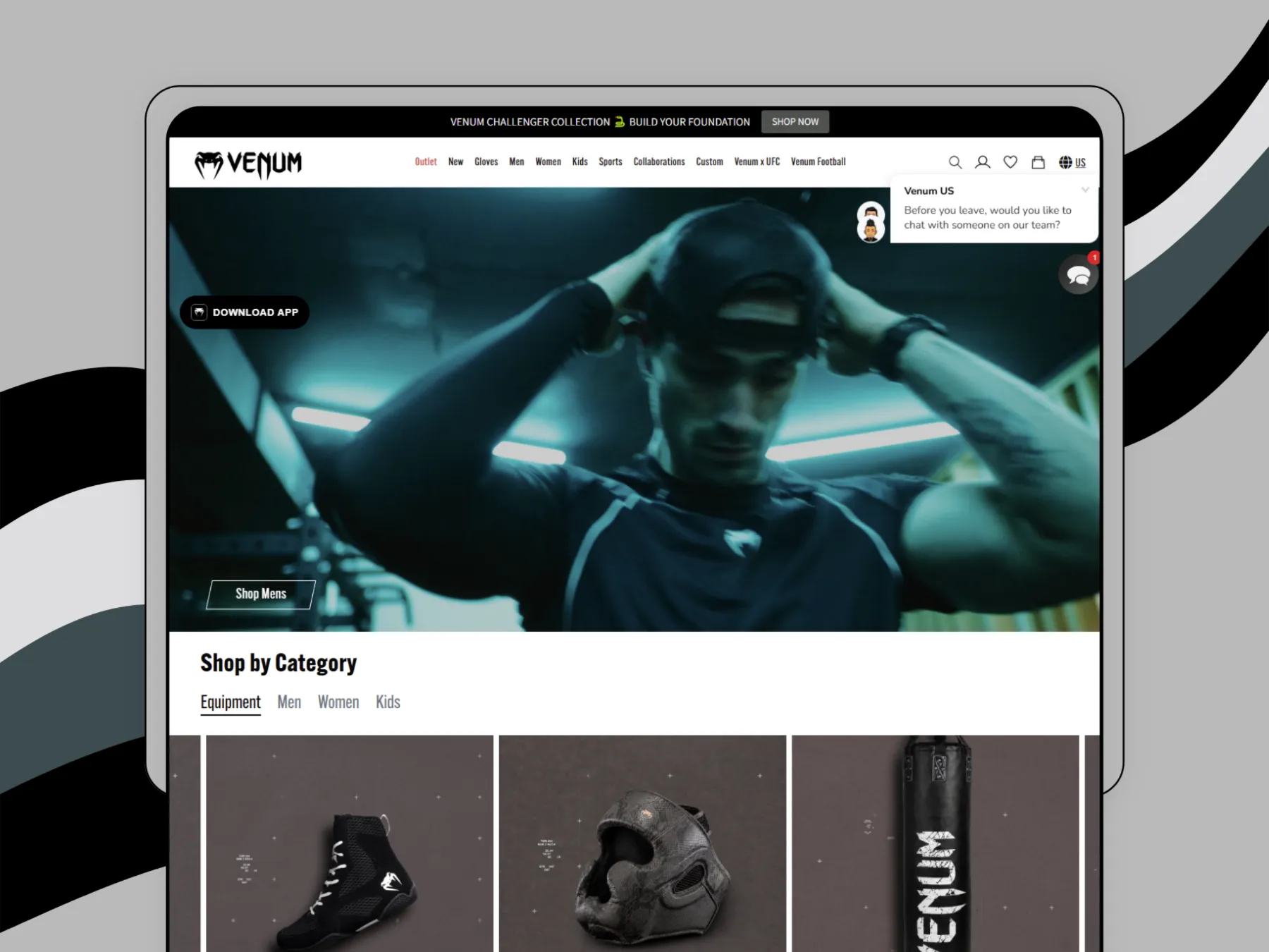 Venum store — homepage screenshot 1